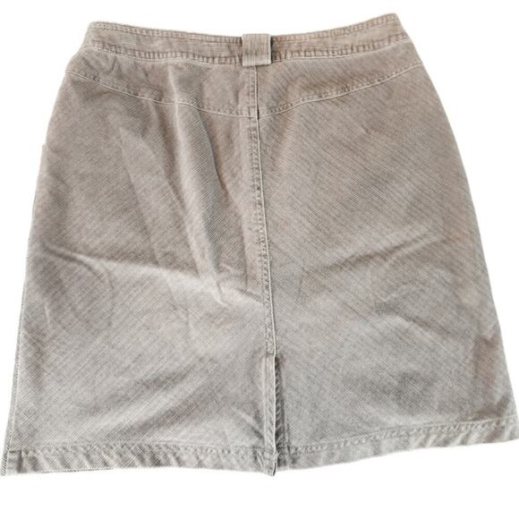 LL Bean 8p corduroy midi skirt 2 pockets with slip back button zip Y2K brown - Picture 2 of 10